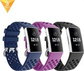 YONO Sport Air Bandjes - Fitbit Charge 3 en 4 – Blauw/Paars/Zwart – Large