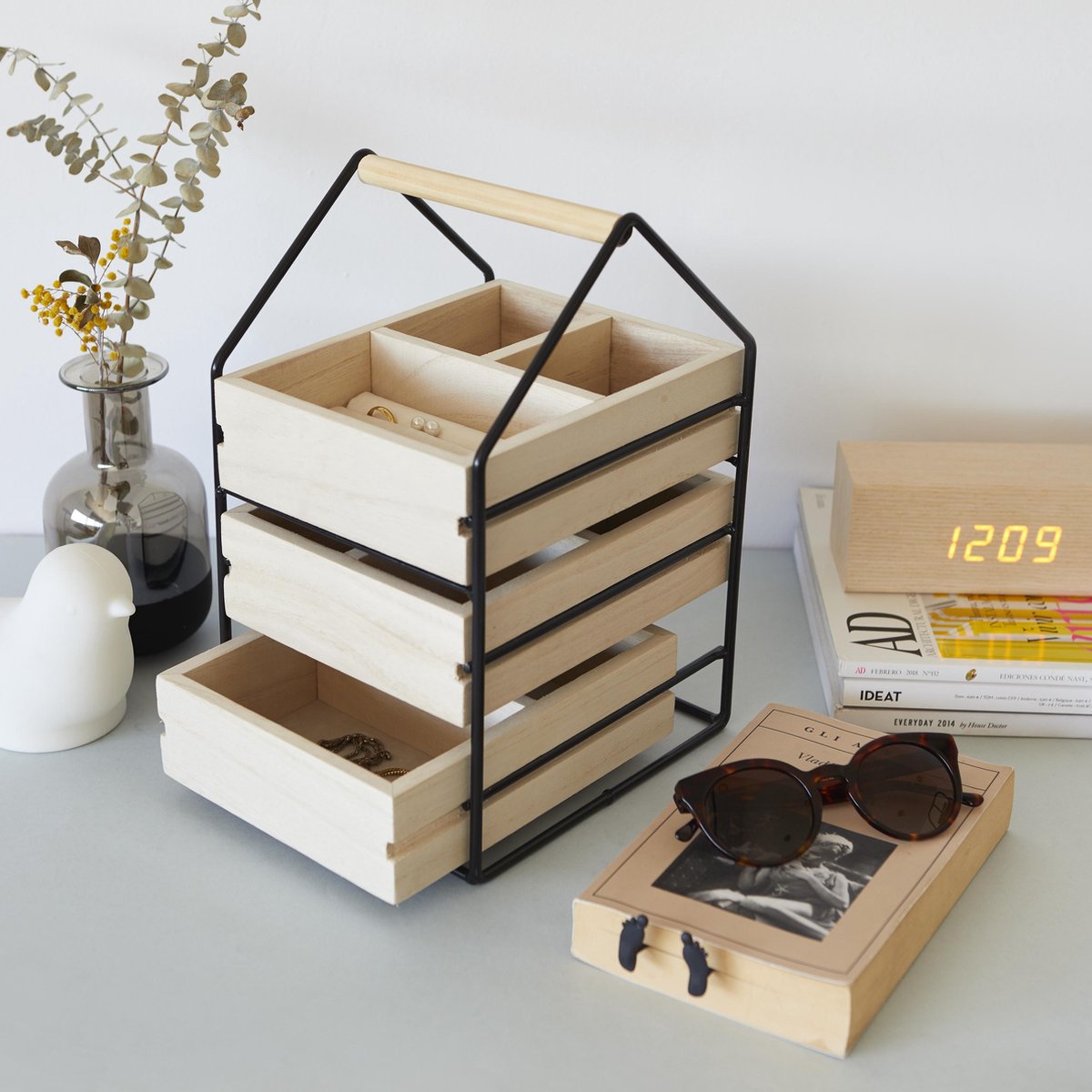 Balvi Sieradendoosje Dames 30 X 19,5 X 17 Cm Hout Naturel/zwart