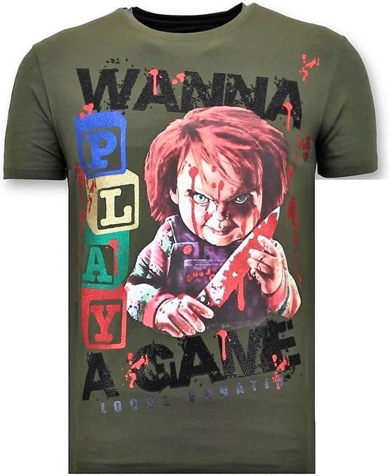 Foto: Stoere heren t shirt chucky childs play groen