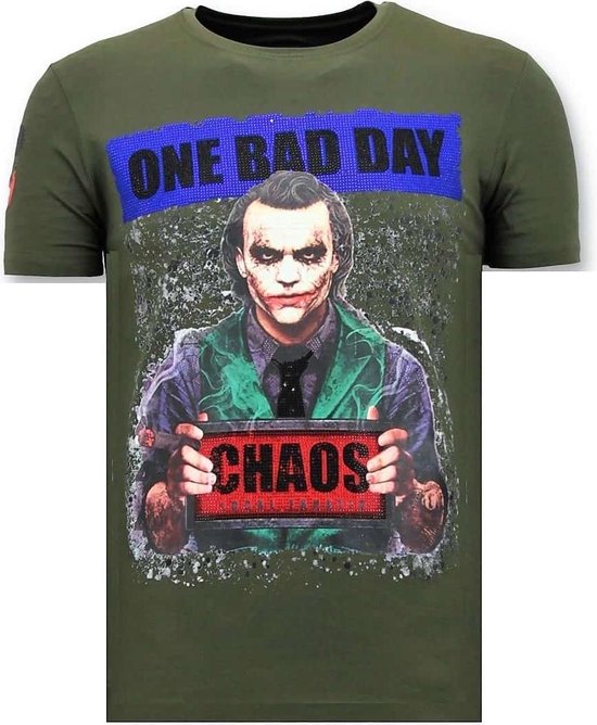 T-shirt pour homme Local Fanatic exclusif - The Joker Man - T-shirt vert Cool pour homme - The Joker Man - T-shirt pour homme Wit taille L