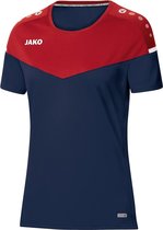 Jako Champ 2.0 T-Shirt Dames Marine Blauw-Chili Rood Maat 40