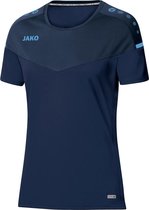 Jako Champ 2.0 T-Shirt Dames Marine Blauw-Donkerblauw-Hemelsblauw Maat 44