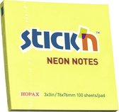 Stick'n sticky notes - memoblok 76x76mm, neon geel, 100 memoblaadjes