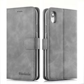 Voor iPhone XR Diaobaolee Pure Fresh Texture Horizontal Flip Leather Case, met houder & kaartsleuf & Wallet & Photo Frame (grijs)