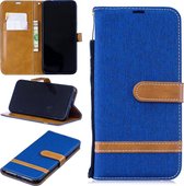 Kleurafstemming Denim Texture Leather Case voor Xiaomi Redmi Note 7, met houder & kaartsleuven & portemonnee & lanyard (blauw)