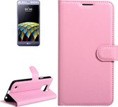 Voor LG X Cam Litchi Texture horizontale flip lederen tas met houder & kaartsleuven & portemonnee (roze)