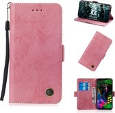 Multifunctionele horizontale flip retro lederen tas met kaartsleuf en houder voor LG G8 ThinQ (roze)