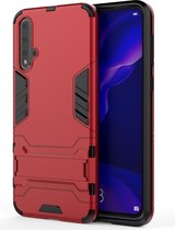 Voor Huawei Nova 5 / Nova 5 Pro schokbestendige pc + TPU beschermhoes met onzichtbare houder (rood)