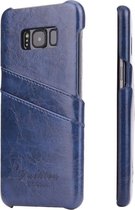 Fierre Shann Retro Oil Wax Texture PU lederen tas voor Galaxy S8 + / G9550, met kaartsleuven (blauw)