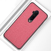 Voor OnePlus 7T Pro schokbestendige doektextuur PC + TPU beschermhoes (roze)