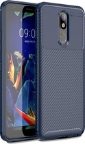 Koolstofvezel textuur schokbestendig TPU-hoesje voor LG K40 (blauw)