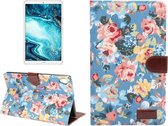 Dibase Bloempatroon Doek Oppervlak Horizontaal Flip PC + PU lederen tas met houder & kaartsleuven & slaap / wekfunctie voor Huawei MediaPad M6 8.4 (donkerblauw)