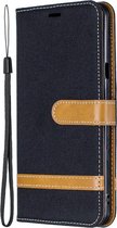 Kleurafstemming Denim Texture Leather Case voor LG Stylo 5, met houder & kaartsleuven & portemonnee & lanyard (zwart)