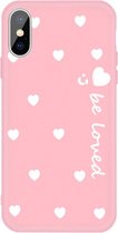 Voor iPhone XS Max Lachend Gezicht Meerdere Love-hearts Patroon Kleurrijke Frosted TPU Telefoon Beschermhoes (Roze)