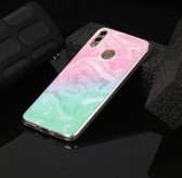 Voor Huawei Honor 8C marmeren patroon Soft TPU beschermhoes (roze groen)