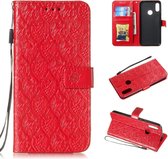 Geperst Printing Rattan Flower Pattern Horizontal Flip PU Leather Case for Huawei Y6 2019 / Honor 8A, with Holder & Card Slots & Wallet & Photo Frame (Red)