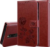 Voor Geschikt voor Xiaomi Redmi 8 Rose reliëf horizontaal Flip PU lederen tas, met houder & kaartsleuven & portemonnee (bruin)