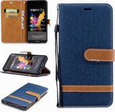 Kleurafstemming Denim Texture Leather Case voor Huawei Honor 7X, met houder & kaartsleuven & portemonnee & lanyard (donkerblauw)