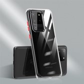 Voor Galaxy S20 Ultra Color Button Clear Full Coverage Shockproof TPU Case (Transparant + Rood)