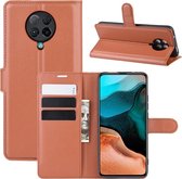 Voor xiaomi redmi k30 pro litchi textuur horizontale flip beschermhoes met houder & kaartsleuven & portemonnee (bruin)