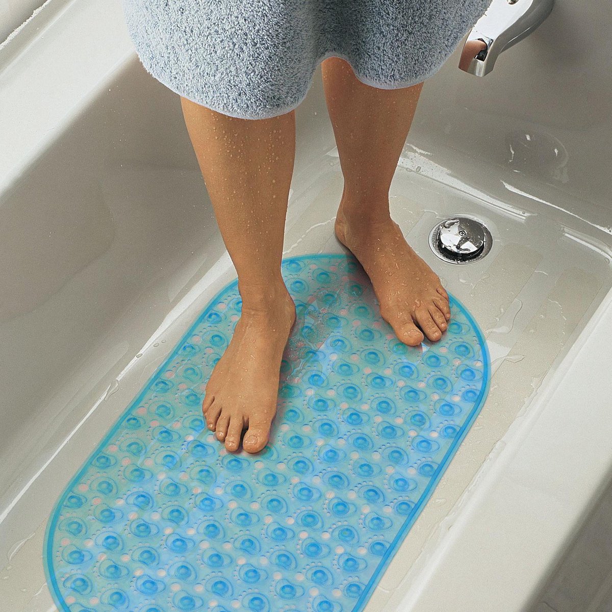 Antislip Douchemat Douche cabine Mat voor in bad - Blauw Transparant - Anti Slip badmat - 70x40CM - Mat voor in de badkamer