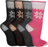 Socke - 3 Paar Dames Sokken Bruin/Grijs/Roze Motief Maat 39/42