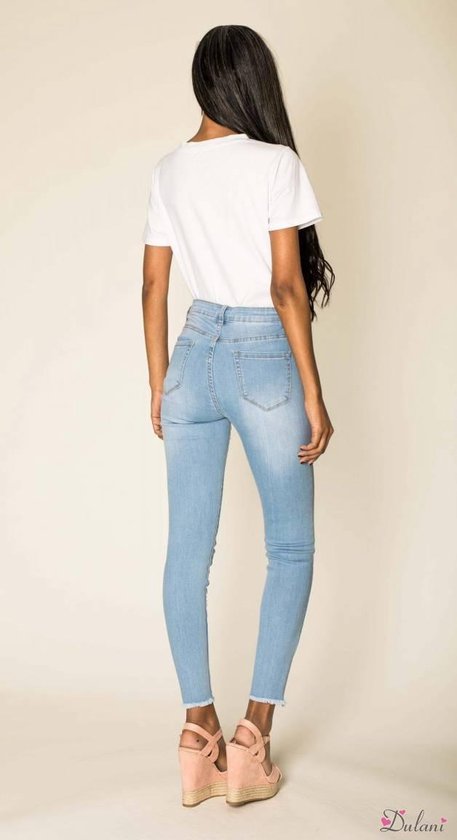 Broek Dulani hoge taille gerafelde enkels light jeans | bol.com