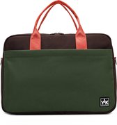 YLX Original laptoptas. Leger groen, bruin & oranje. Recycled Rpet materiaal. Eco-friendly