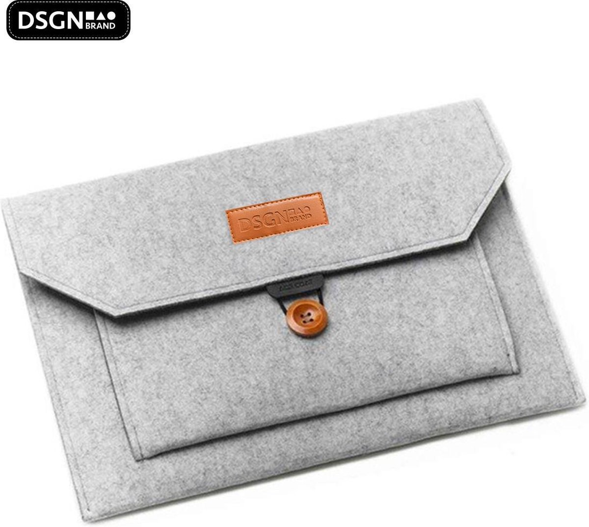 Laptop Sleeve Vilt 14 Inch DSGN BRAND® BTTN134 Grijs Laptop