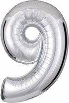 DW4Trading® Cijfer ballon 9 zilver 40cm