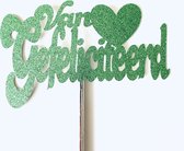 Taartdecoratie versiering| Taarttopper| Cake topper |Gefeliciteerd| Verjaardag| Hart |Gras Groen glitter|14 cm| karton