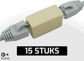 15x UTP - RJ45 Netwerk Ethernet Internet Kabel Verlengstukje Koppelstuk - geschikt voor Cat5/Cat5e/Cat6 - Pless®