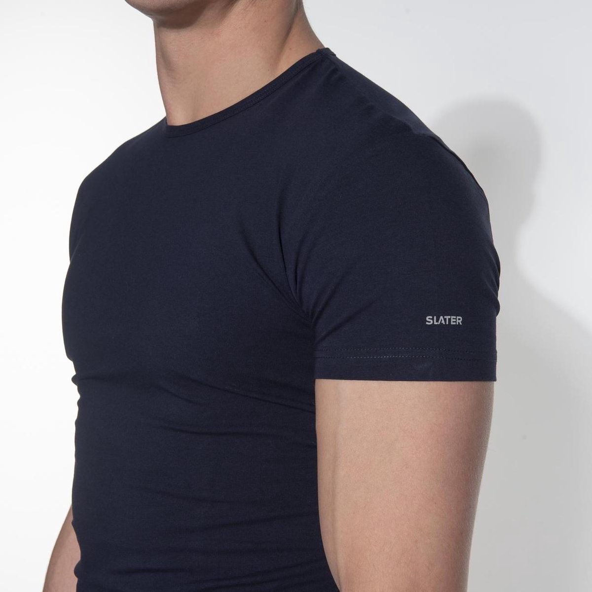 Slater 6510 2pack Heren Tshirt Ronde Hals Navy Stretch XXL