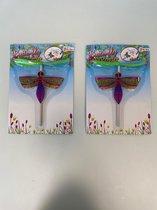 Kinderspeelgoed Wind-up butterfly helicopter - set van 2 stuks (roze)