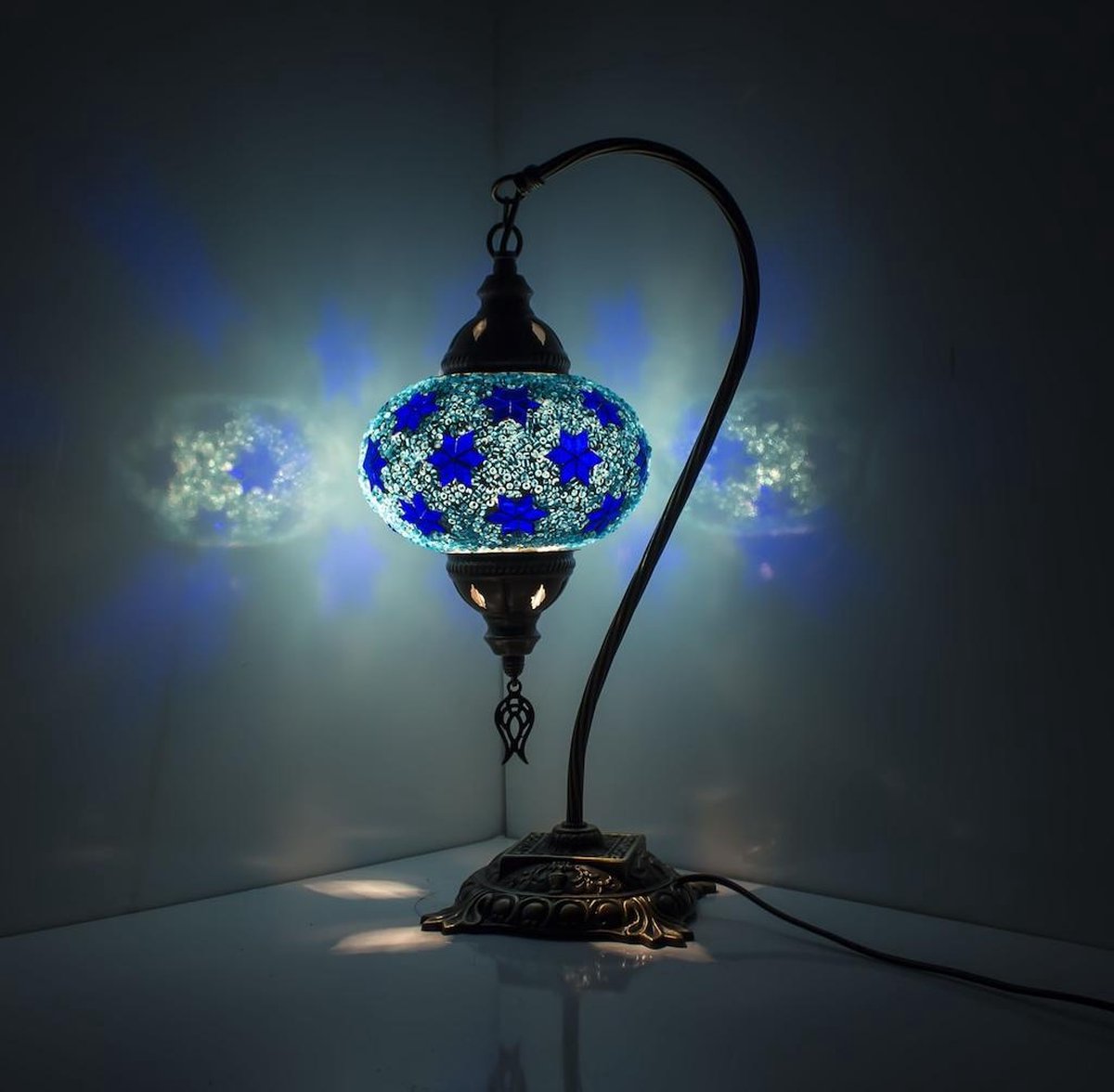 Lampe en mosaïque turque faite main : lampe de table bohème en verre