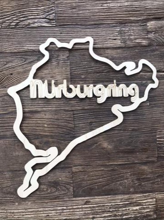 Muur- wanddecoratie  circuit Nurburgring   M / maat 60 / geometrisch / cadeau / verjaardag / vaderdag / formule 1