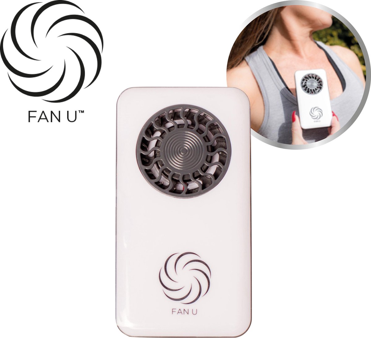 FanU, wit handventilator voor verkoeling op elk moment – mini ventilator, USB-ventilator