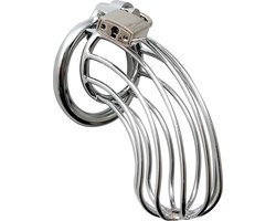 Rimba Bondage Play - Kuisheidskooi - Verchroomde Metalen Peniskooi Met Hangslot - Gaasvormig - One Size