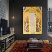 Canvas Schilderij * Gustav Klimt Een Kus voor de Hele Wereld * - Symbolisch - Goud en Kleur - 60 x 90 cm