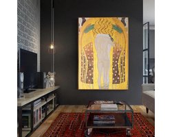 Canvas Schilderij * Gustav Klimt Een Kus voor de Hele Wereld * - Symbolisch - Goud en Kleur - 60 x 90 cm