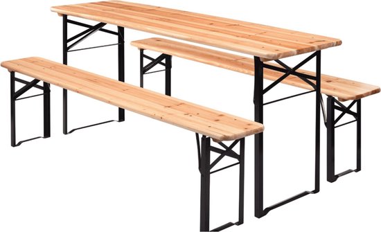 Biertafel met 2 bankjes 100 cm bamboe