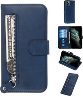 Luxe Telefoonhoesje voor Apple iPhone 8 | iPhone 7 | SE 2020 | Hoogwaardig Leren Bookcase | Lederen Wallet Case | Pasjeshouder | Portemonnee | Rits | Blauw