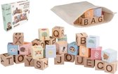 Jouéco Alfabet Blokken met Zakje - Leerrijk Spelen - Educatief - Alfabet - Opbergzakje
