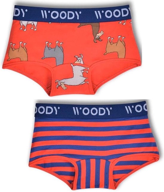 Woody meisjes duopack short/onderbroek – alpaca – rood – 192-1-SHO-Z/969 –  maat 98 | bol.com