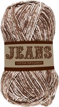 Lammy yarns Jeans gemeleerd katoen garen - bruin met wit (13) - naald 3,5 a 4mm - 1 bol van 50 gram