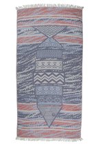 ZusenZomer hamamdoek saunadoek Fish - handdoek dames en heren surf handdoek -  licht, dun en van absorberend katoen - 95 x 190 - rood blauw