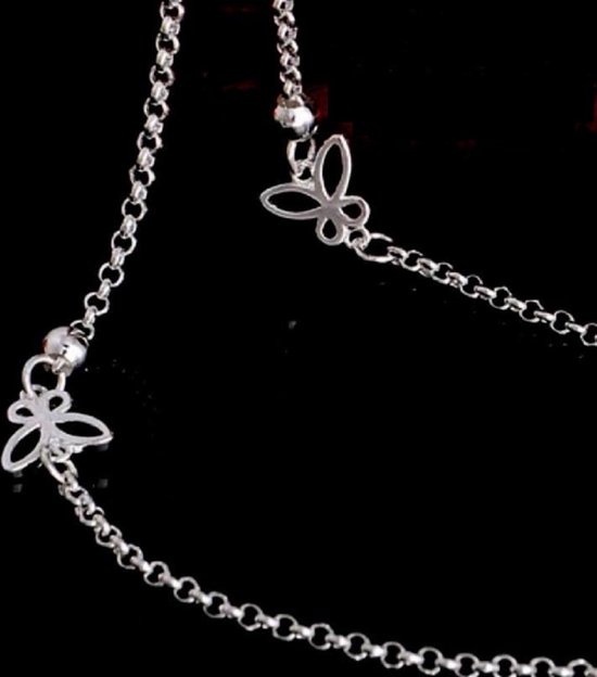 VICKWOOD Laagketting met parelketting, enkelkettinkje voor dames, 30 cm lang, halsketting, armband, goud/roségoud/zilver, roestvrij staal, waterdicht, 18 K, sieradencadeau voor vrouwen, Verstellbar