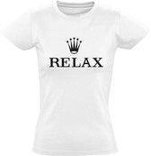 Relax dames t-shirt wit | cadeau | grappig | maat M