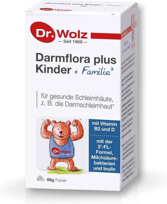 Dr. Wolz Darmflora Plus Kinder + Familie |Probiotica voor het gezin | Geen darmkramp meer! | Poeder voor in yoghurt sap of ontbijtgranen, neutrale smaak