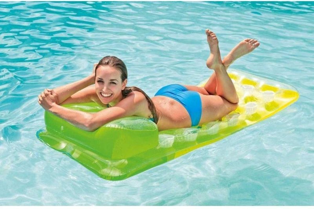 INTEX Luchtbed Comfortfit - 188 x 71cm - luchtmatras zwembad - groen